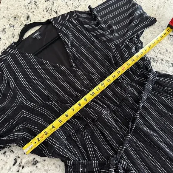 Torrid Black Metallic Lurex Stripe Wrap Dress 4X 12153634 - Picture 11 of 14